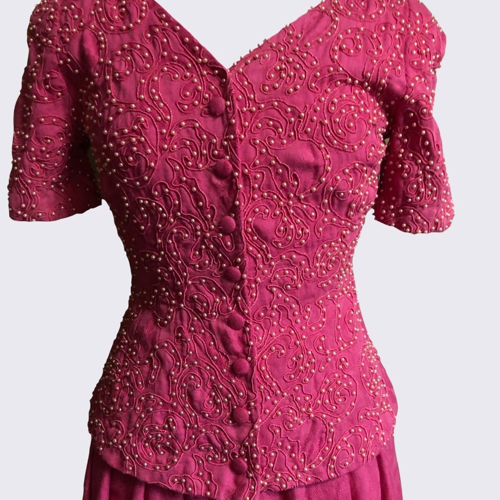 Vintage Marie St. Claire beaded 2-piece dress